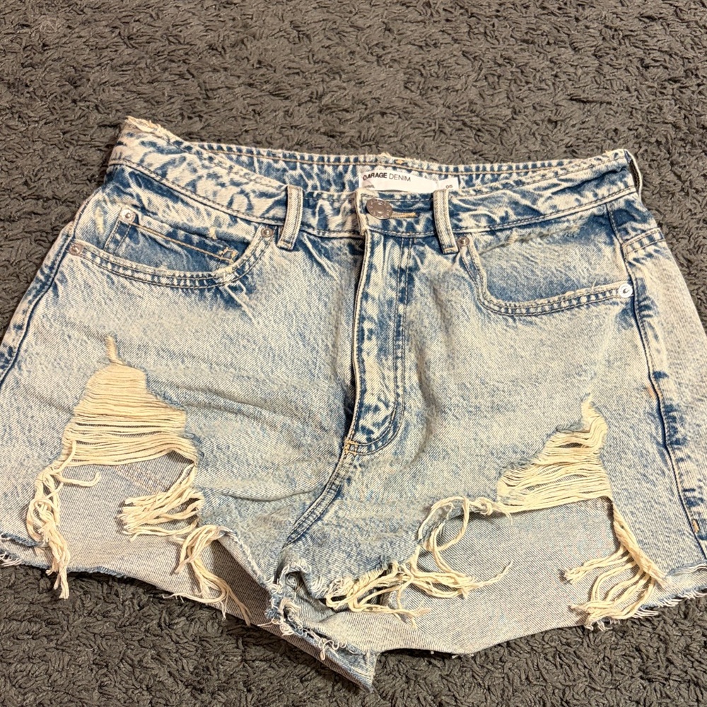 Garage Light Blue Distressed Jean Shorts
